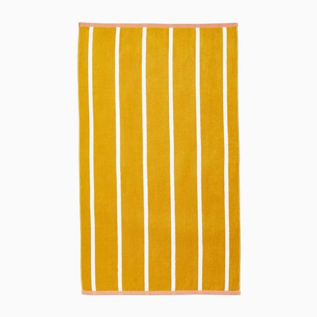 Organic Woven Stripe Beach Towel, Dark Horseradish, 40"x70"
