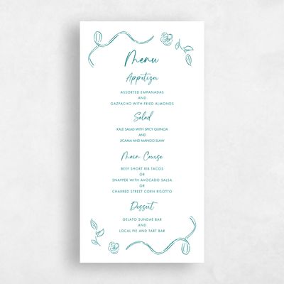 Teal, Blue Wedding Menu - Hamilton