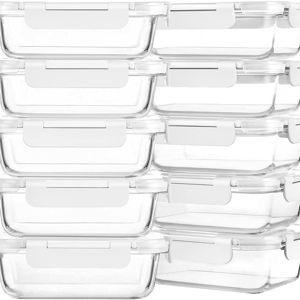 [10-Pack,22 Oz] Glass Meal Prep Containers