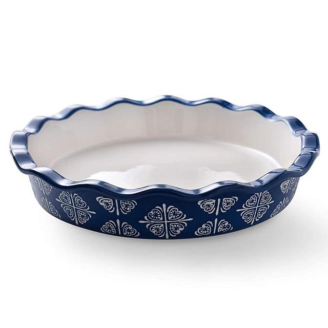 Wisenvoy Pie Pan Ceramic Pie Dish Blue Pie Plate Porcelain Deep Dish Pie Pan Non-Stick Pie Pans