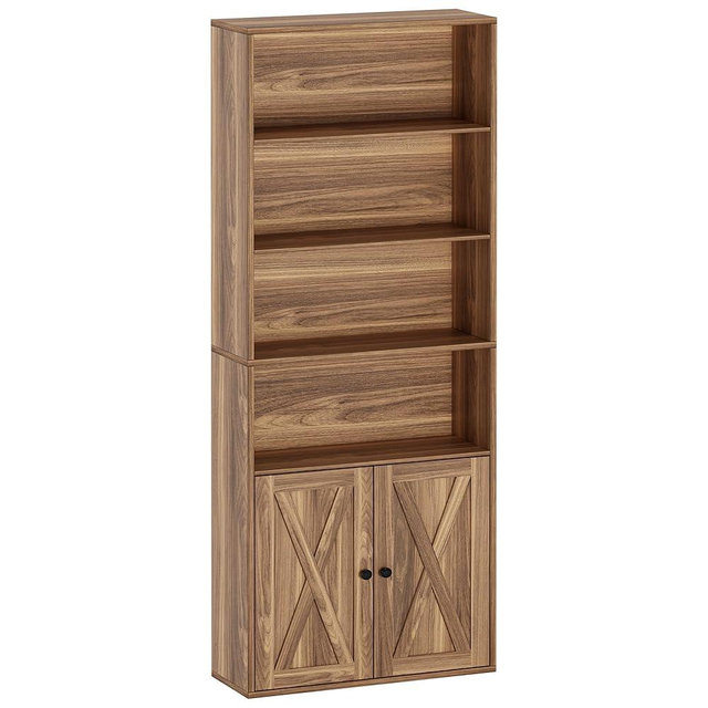 IRONCK Industrial Bookshelves and Bookcases with Doors Floor Standing 6 Shelf Display Storage Shelves 70 in Tall Bookcase for Home Office, Living Room