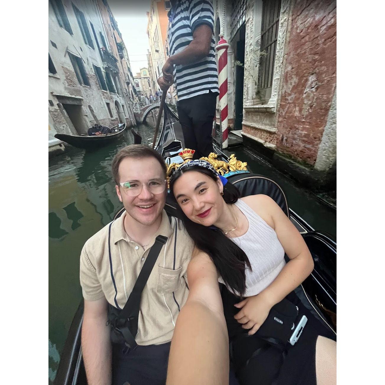 Gondola ride on Kishaba family trip to Venice in 2024!