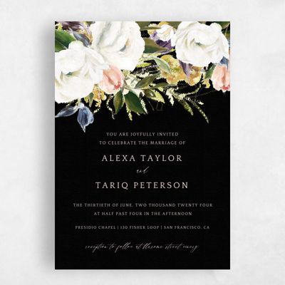 Black Wedding Invitation - Octavia Portrait