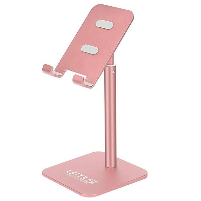 Cell Phone Stand Height Angle Adjustable Urmust Phone Stand for Desk Phone Holder for Office Compatible with iPhone 12 11 Pro Max X Xr 8 Plus 7 6 (Rose Gold)