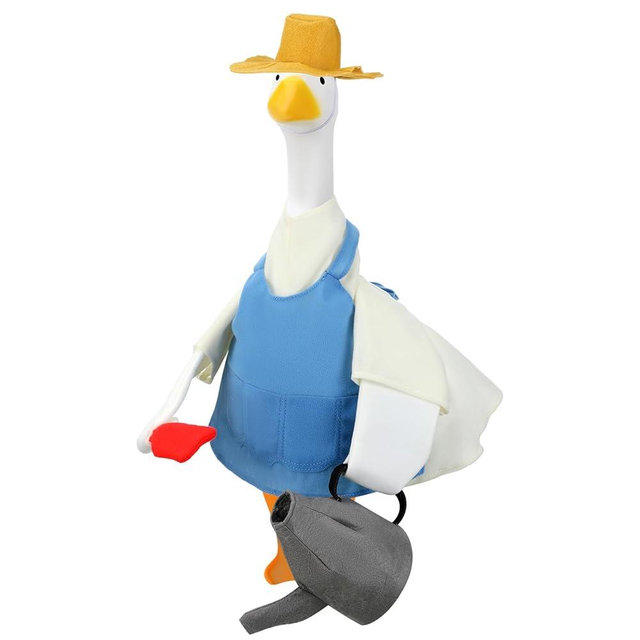 Cosblank Gardener Goose Outfit Cute Goose Clothes for Lawn Decor Porch Goose Costume for 23" Cement Goose Outdoor Garden Yard Patio Statue Art