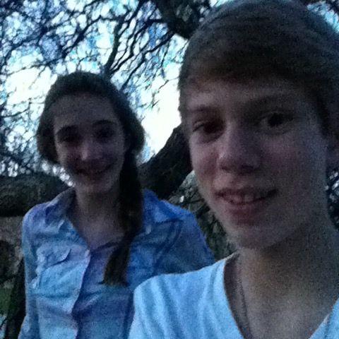 2012 - We climbing the willow tree in Emily's yard