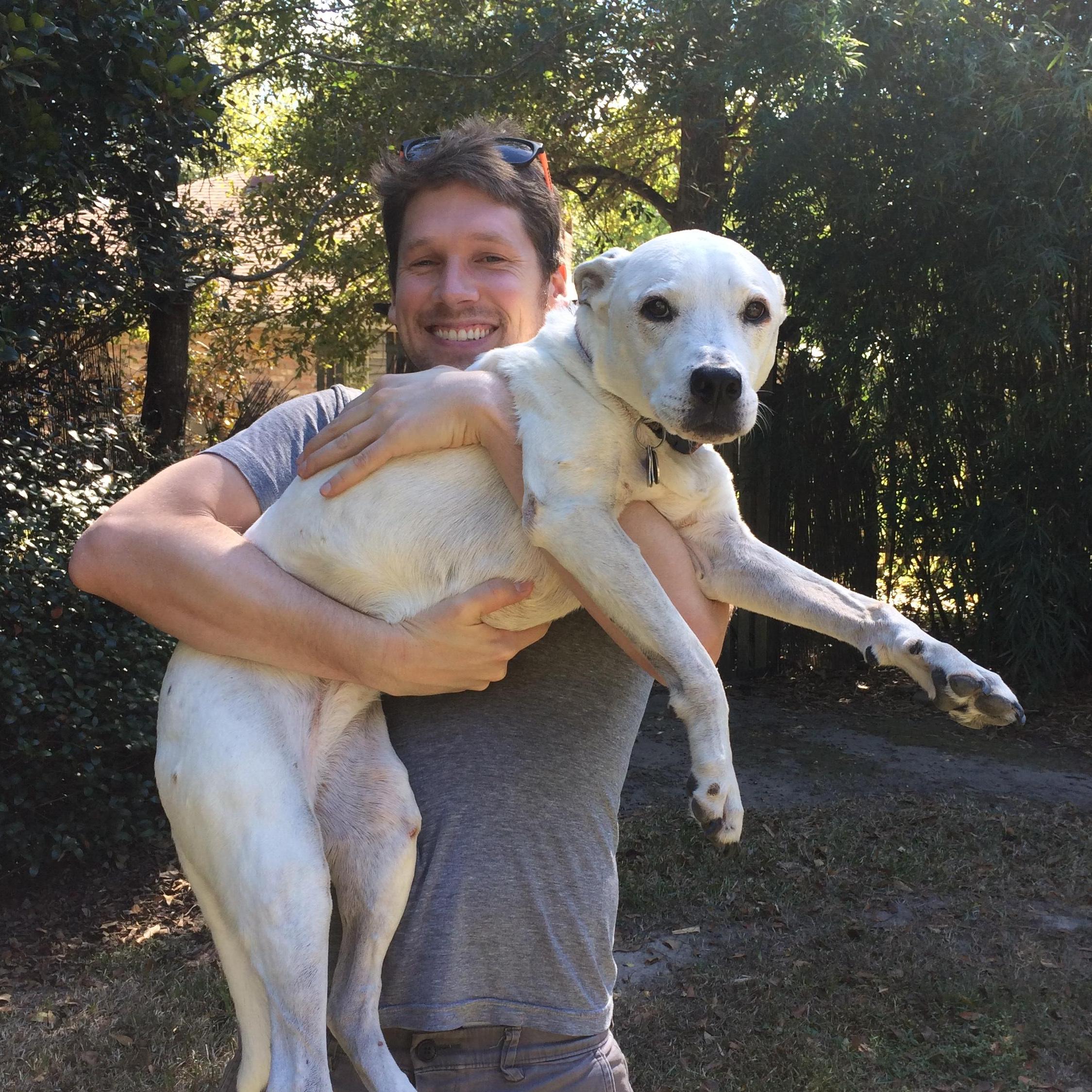 When Dan arrived back in New Orleans he was reunited with his sweet pup Savannah, his best friend he adopted in college.