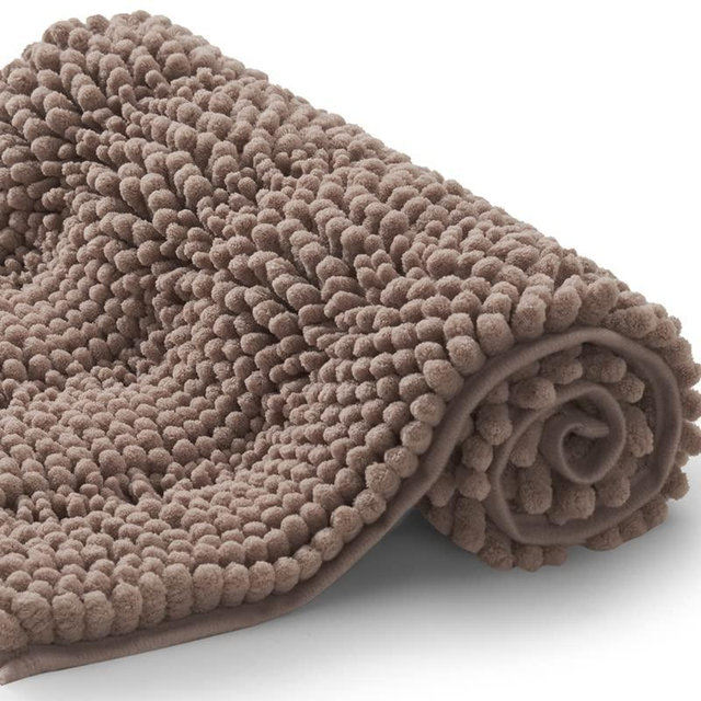 TENGTENGLINK Bath Mats for Bathroom,Thick Soft Chenille Floor Mats ,Non Slip Shower Mats Ultra Water Absorbent Doormat (Camel, 16" x 24")
