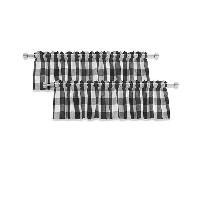2 Pack Buffalo Check Valances Curtains for Living Room Windows 18" Long Classic Gingham Plaid Bedroom Bathroom Rod Pocket Country Farmhouse Kitchen Window Curtain Valances - 54"x18" Black & White