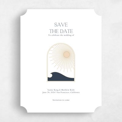 White Ticket Wedding Save the Date - Tramonti Portrait