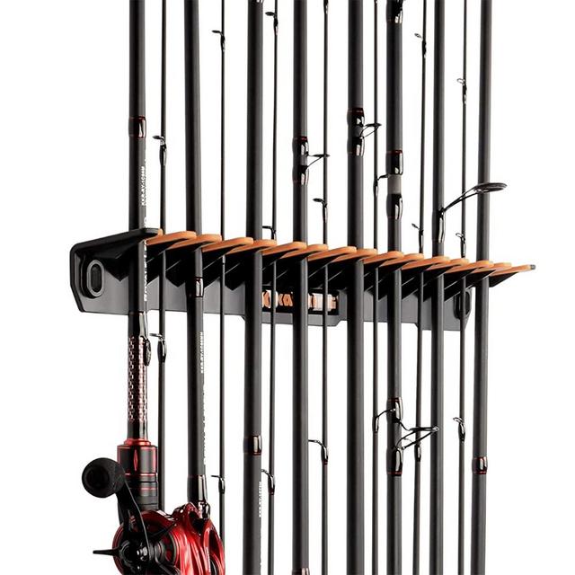 KastKing Patented V15 Vertical Fishing Rod Holder – Wall Mounted Fishing Rod Rack, Store 15 Rods or Fishing Rod Combos in 18 Inches, Great Fishing Pole Holder and Rack