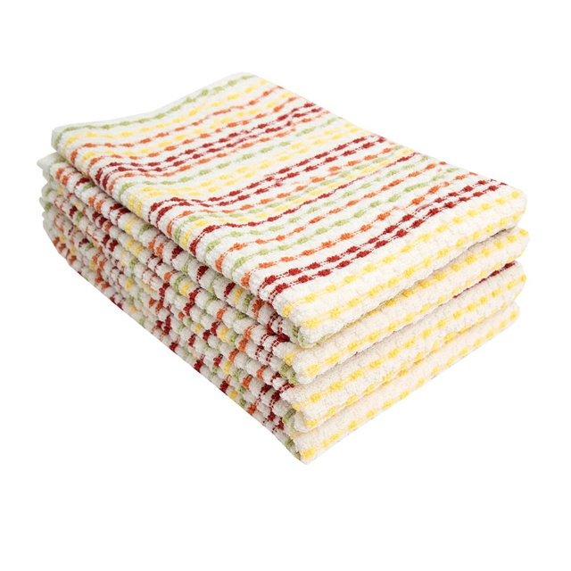 John Ritzenthaler Co. Pebble Cotton Terry Bar Mop Kitchen Towels, 16x18, Set of Four, Fall