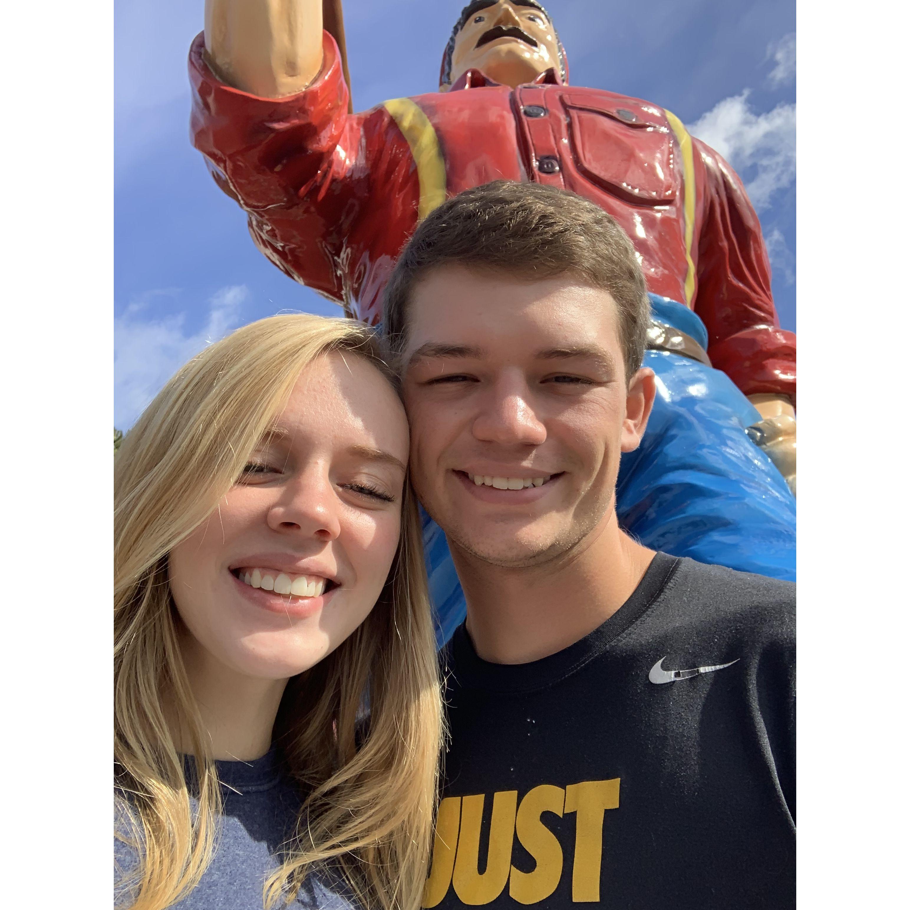 On our mini weekend vacation to the dells, our final morning they're visiting Paul Bunyans (the first time Hannah has ever heard the tale!)