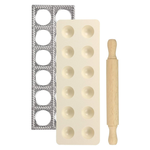 O'Creme Ravioli Maker, Makes Twelve 2" Squares with Rolling Pin