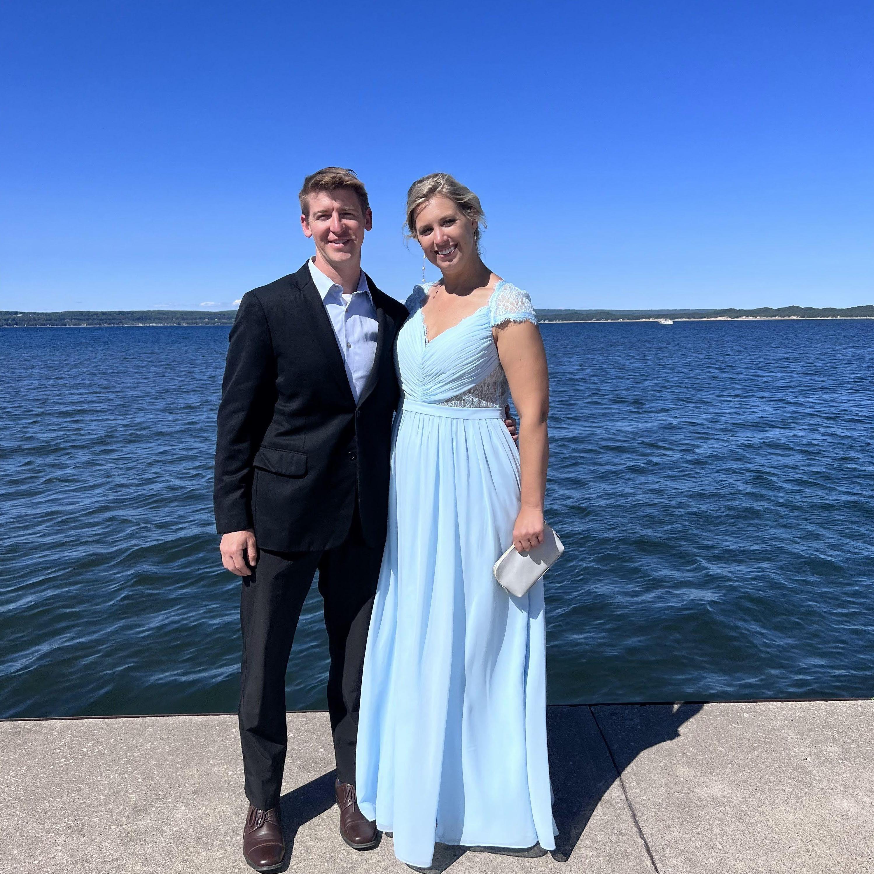 Hannah & Chris in front of Little Traverse Bay. They clean up sometimes!