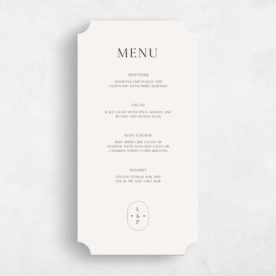 Beige Ticket Wedding Menu - Cadiz