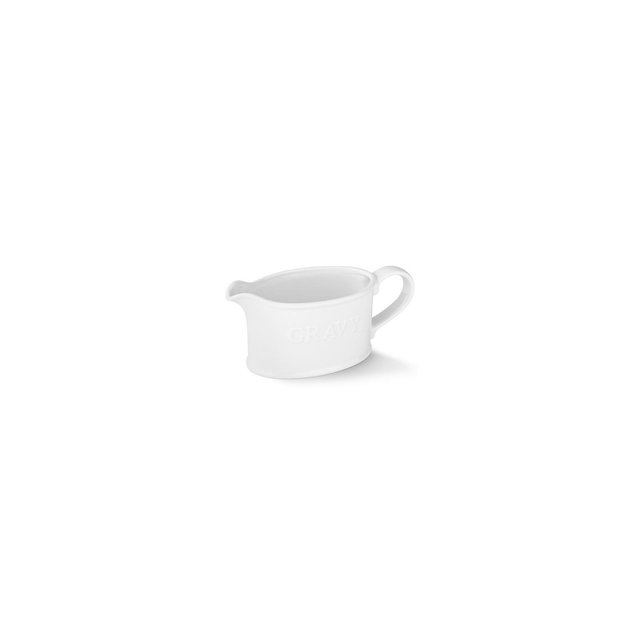 Kook Ceramic Embossed Gravy Boat, 18 oz, White