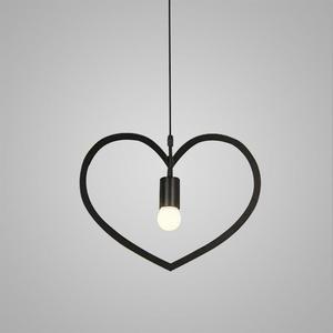 Nordic Retro Iron Craft Pendant Light Heart-shaped Cafe Dining Room Bedroom Lighting Single Light