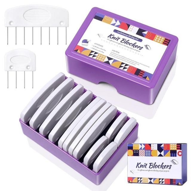 Opstin 20Pcs Knit Blockers & Pins Kit, Knit Blocking Combs for Blocking Knitting Crochet Sewing Lace Needlework Projects Tool Device