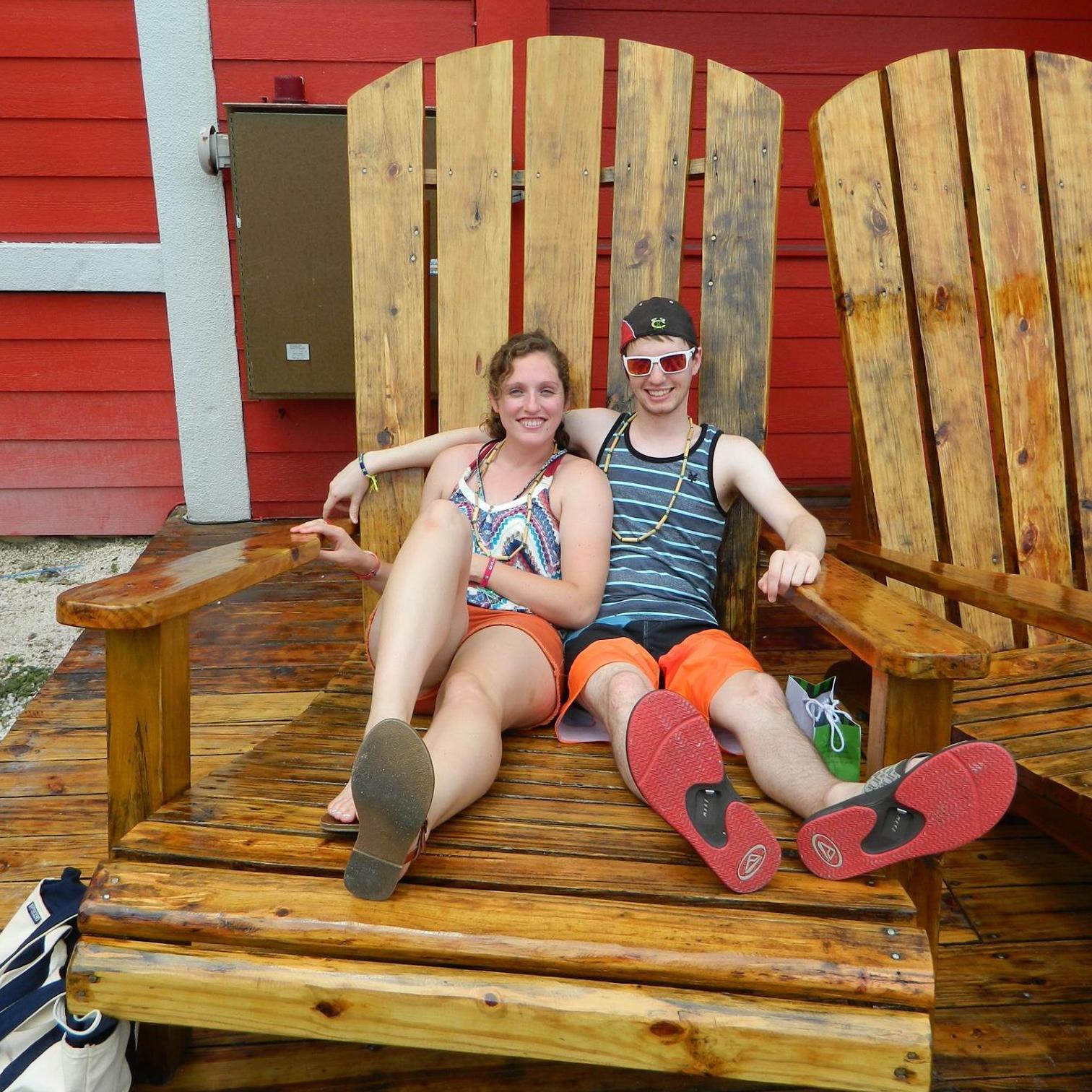 We heard that couples who travel together stay together, so we figured we'd set ourselves up for success. Here's a picture on our first cruise together! Our first stop was Nassau.