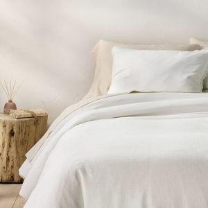 King Heavyweight Linen Blend Duvet Cover, White