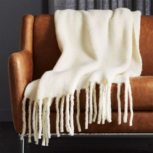 Marlee White Fringe Throw