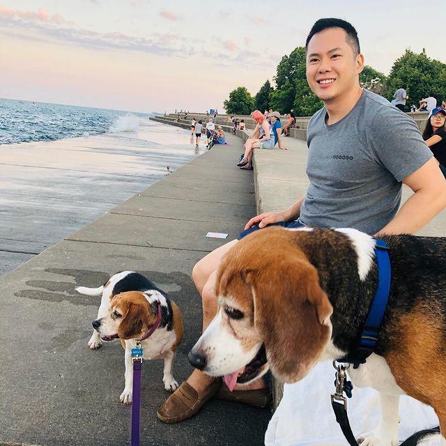 Lakefront with the dogs, Chicago 2020