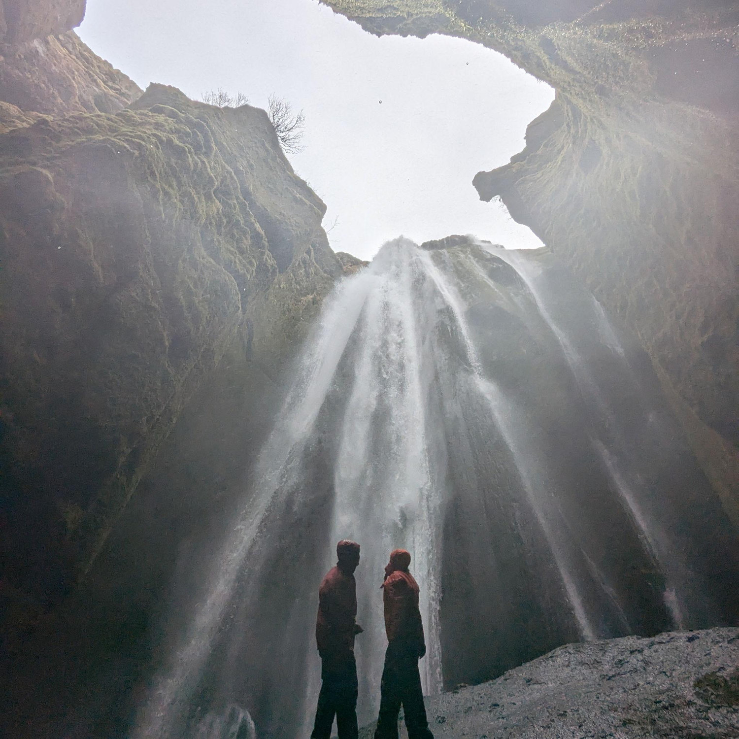 Exploring a cave in Iceland