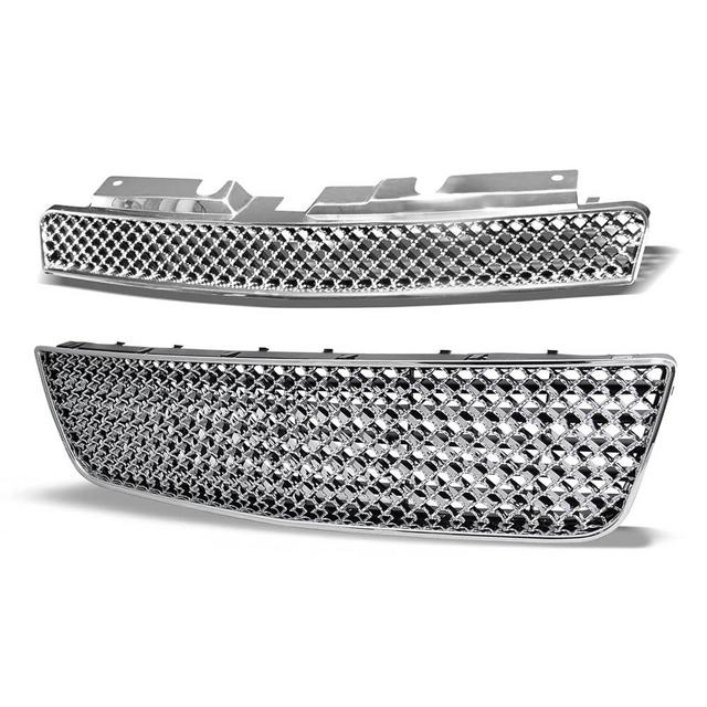Stehlen 642167824848 Compatible With 2006-2013 Chevy Impala / 2014-2016 Limited Mesh Front Upper Hood Grill + Lower Bumper Grille - Chrome