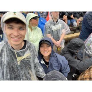 At a rainy Purdue football game! Boiler Up!