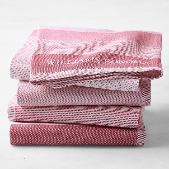 Williams Sonoma Logo Stripe Towels, Set of 4, Claret