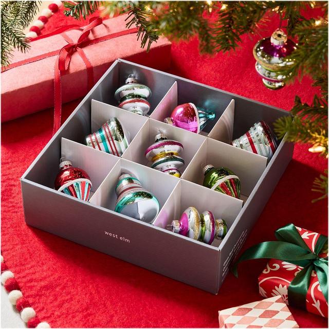 Shiny Brite Ornaments, Multi, Set of 9