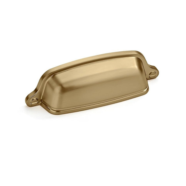 Khtumeware 6 Pack 3 Inch Gold Cup Pulls - Brushed Brass Cabinet Hardware - Easy to Install - Durable