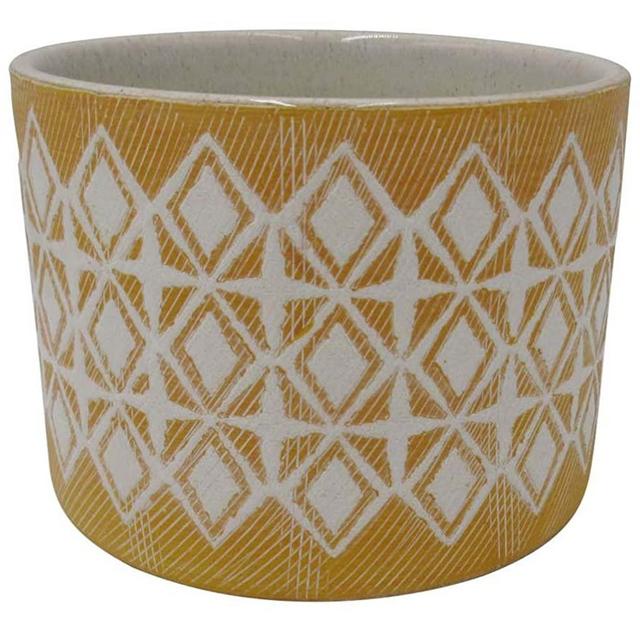 Amazon Brand – Rivet Geometric Ceramic Planter Pot, 4.1"H, Golden Yellow