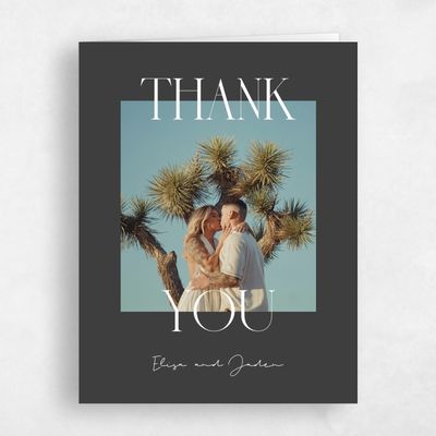 Dark Charcoal, Grey Wedding Thank You - Garrett Photo
