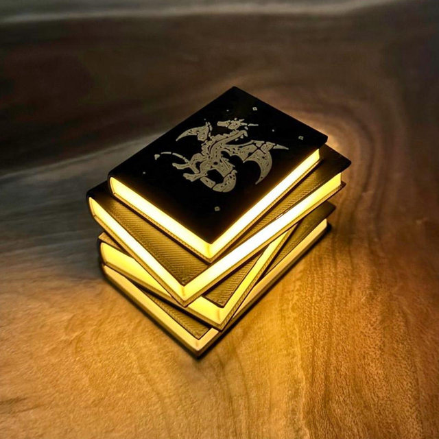 Light Up Book Stack: Fantasy Dragon Decoration | Tiny Collectible