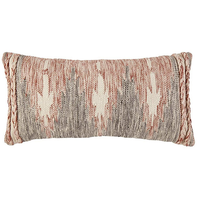 Amazon Brand – Stone & Beam Modern Braid Throw Pillow - 12 x 24 Inch, Red / White / Black
