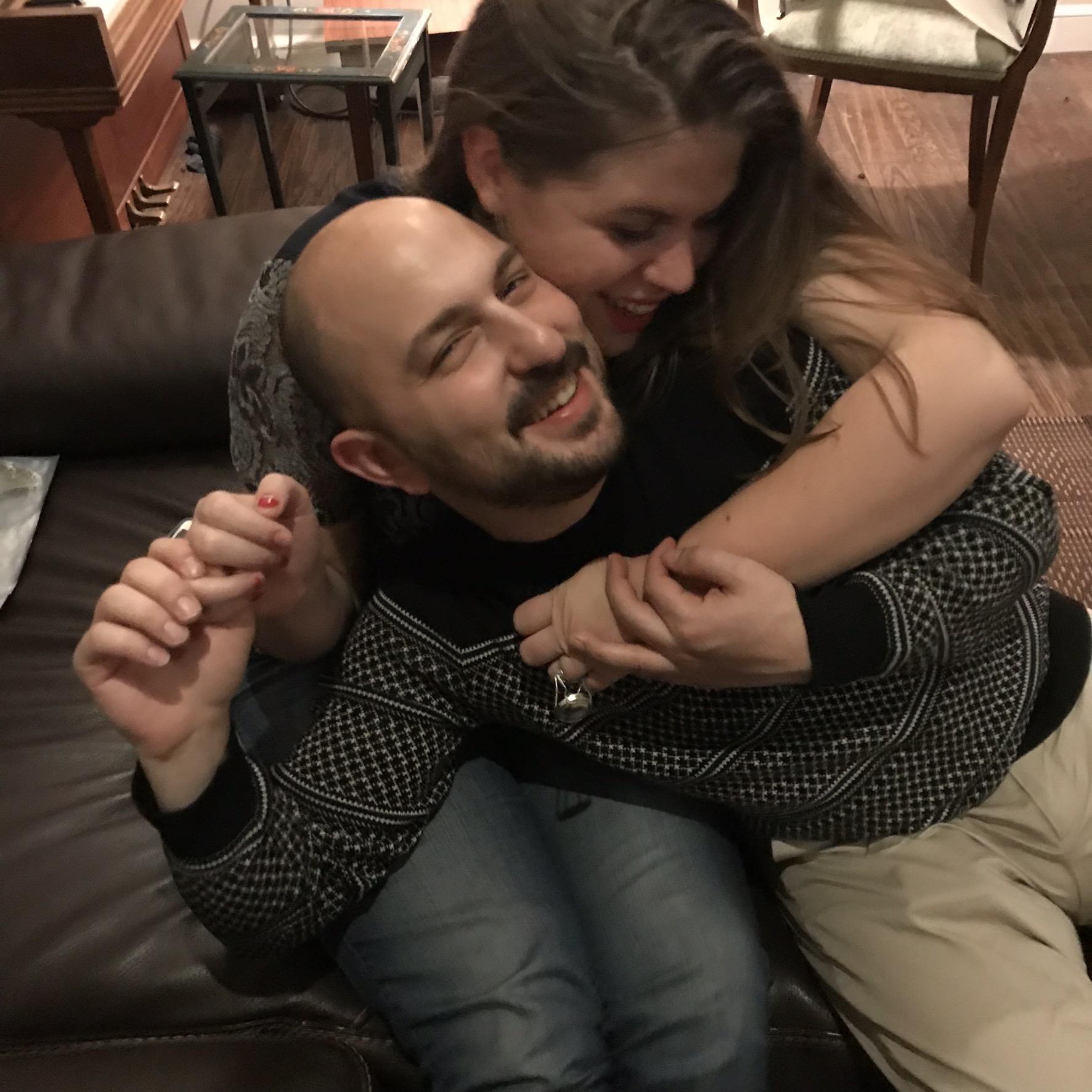 The night we told our families we were getting married! (We didn't have a ring yet so we substituted with a champagne top!)