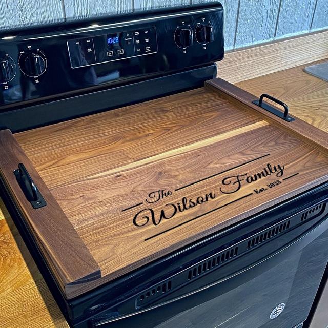 Personalized Noodle Board, Stovetop Cover, Range Cover, Stovetop Cutting Board, Wood Cover for Gas, Cover for Electric Range