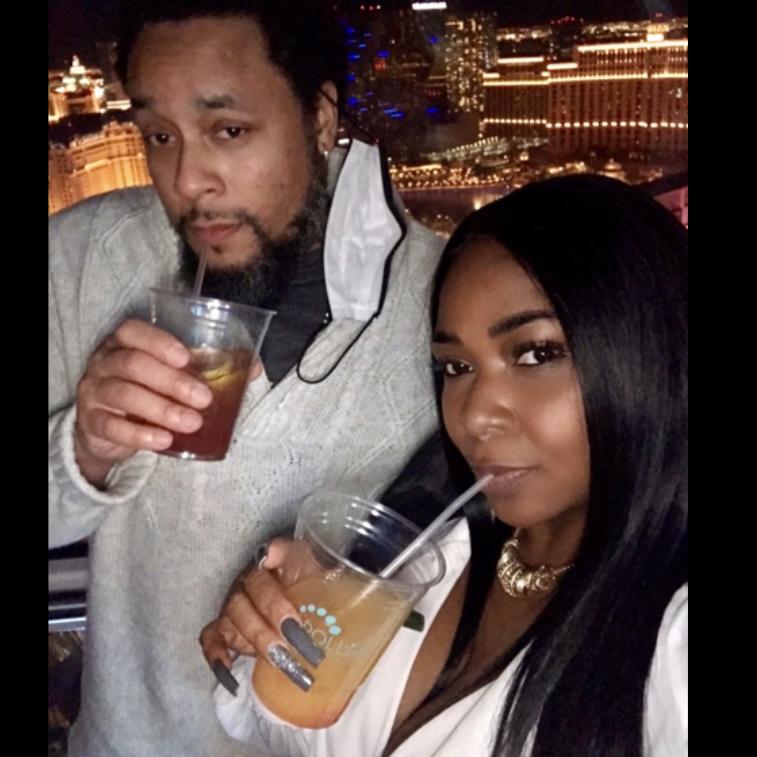 Enjoying a cocktail at 550 feet in the air aboard the High Roller in Las Vegas, NV.