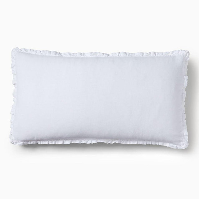 European Flax Linen Ruffle King Sham, White