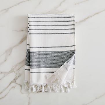 Organic Turkish Tassel Towel, Hand Towel, Black
