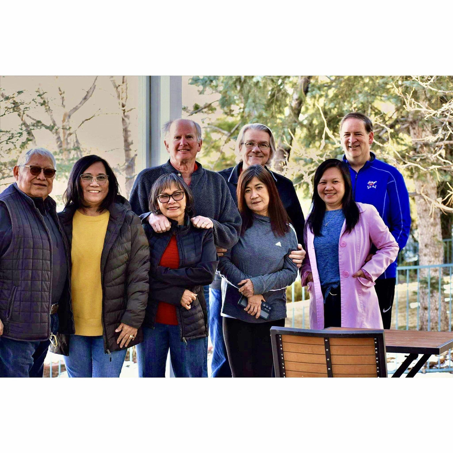 At home, with Gudie and Dave, Lolit and Gary, Amanda and Larry