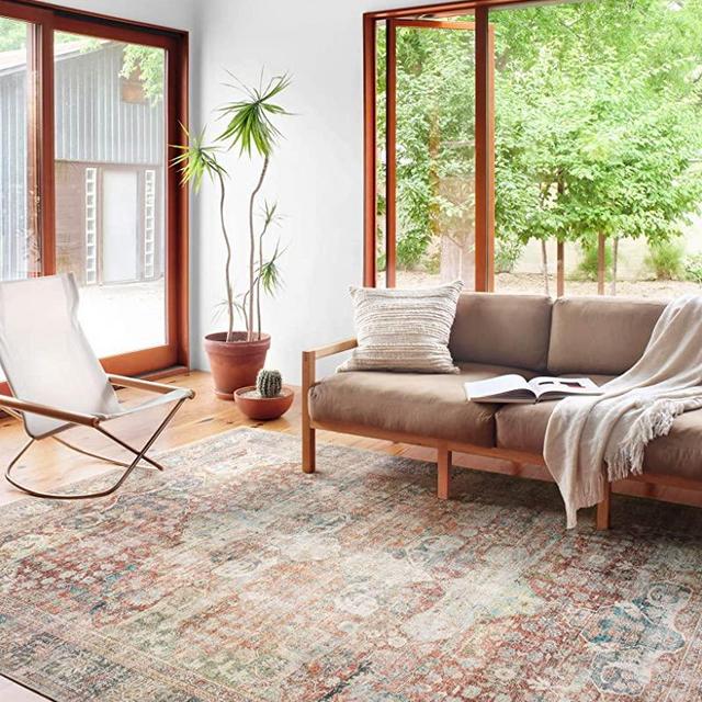 Loloi Loren Collection Vintage Printed Persian Area Rug 5'-0" x 7'-6" Brick/Multi