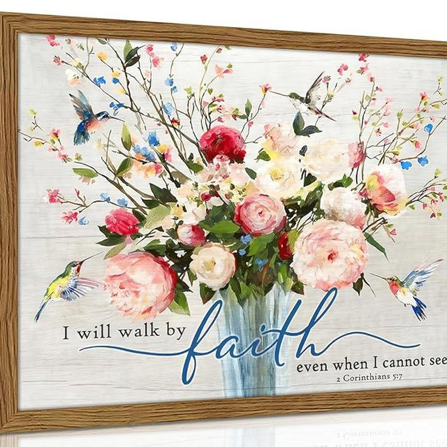 Dytila Bible Verses Wall Decor - Wood Framed 12x16 Inch Scripture Wall Art, Floral spiritual Paintings, Inspirational Religious Canvas Prints, Christian Faith Based Gifts for Home & Office