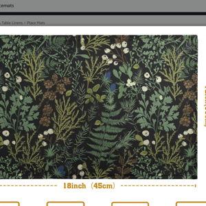 Black Sage Green Leaves Placemats Set of 4 Vintage Botanical Fern Leaf Floral Place Mats Farmhouse Heat Resistant Washable Kitchen Dining Linen Table Mats for Home Party Decor 12x18 Inch