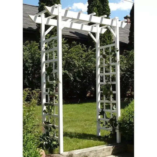 64 in. W x 85 in. H x 28 in. D White Vinyl PVC Providence Arbor