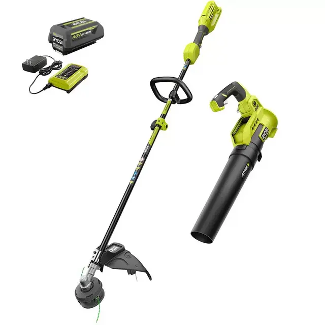 40-Volt Cordless Lithium-Ion Attachment Capable String Trimmer and Blower Combo Kit (2-Tools) 4.0 Ah Battery and Charger