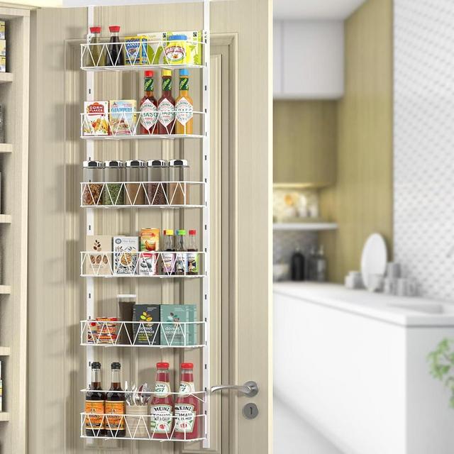 YONGECK Over The Door Pantry Organizer, Pantry Organizers and Storage, Over The Door Organizer - 6-Tier Pantry Door Organizer, Over The Door Spice Rack for Kitchen, Bathroom, Bedroom Organization