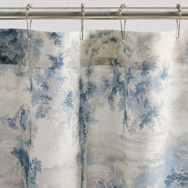 Blue Jardin Toile Shower Curtain, 72"